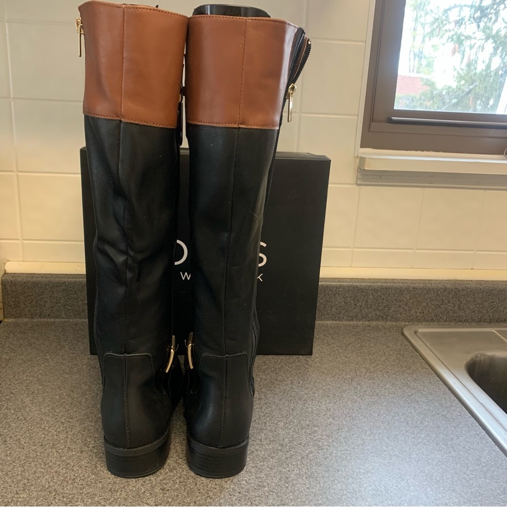 Like New Jones New York Women's Leodenn Riding Boots in Black & cognac Size 7.5 - Picture 4 of 8